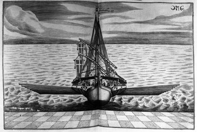 Front View of a Warship with Two Masts, Illustration from 